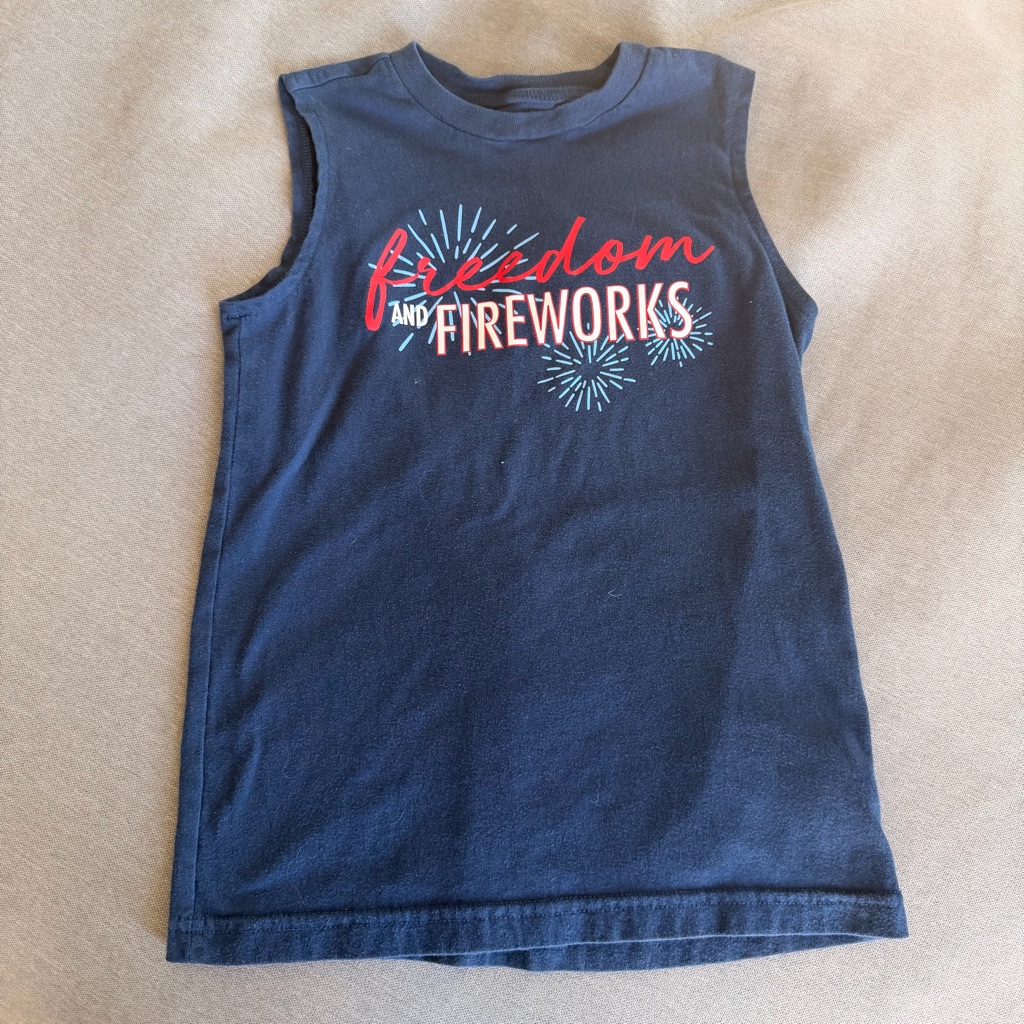Navy Freedom And Fireworks Kids Tank Top
